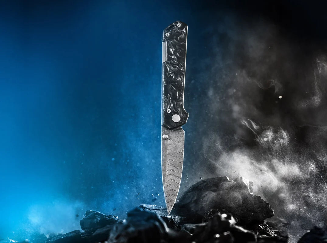 Boker Damast Annual Knife 2026 Damascus Folding Knife Carbon Fiber (1132026DAM)