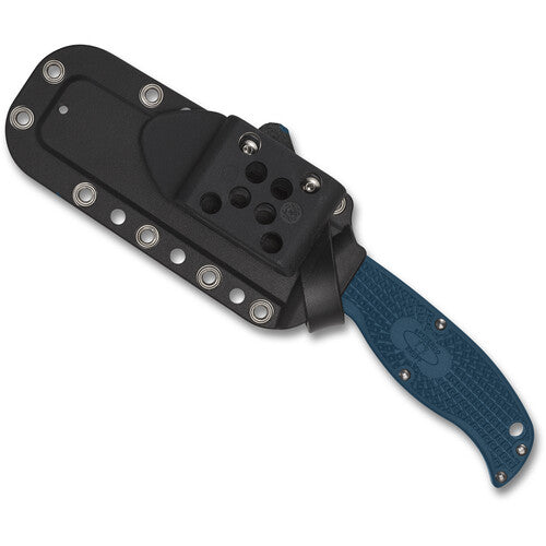 Spyderco Enuff 2 Fixed Blade Knife 3.93" K390 Leaf Shaped Plain Blade, Blue FRN Handles, Polymer Sheath - FB31PBL2K390
