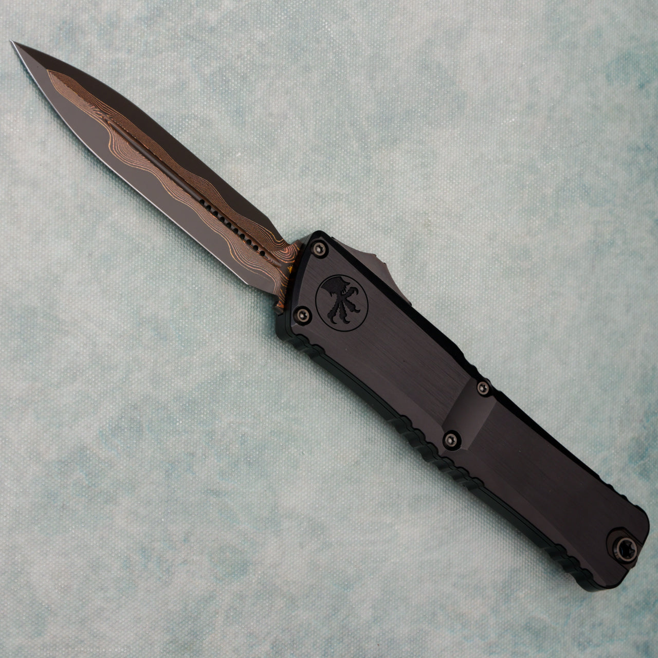 Marfione Select Combat Troodon LT Gen III D/E Hefted Alloy Blued Baker Forge Coppermai Damascus Purple Haze Accent 1142-16MS3 (Copy)