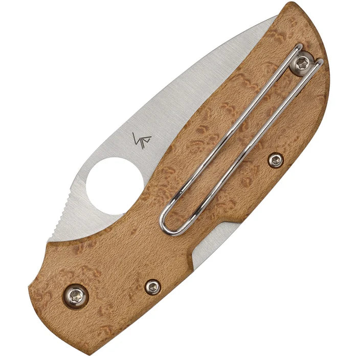 Spyderco Chaparral Folding Knife 2.79" CTS-XHP Satin Plain Blade, Birdseye Maple Wood Handles, Lockback - C152WDP