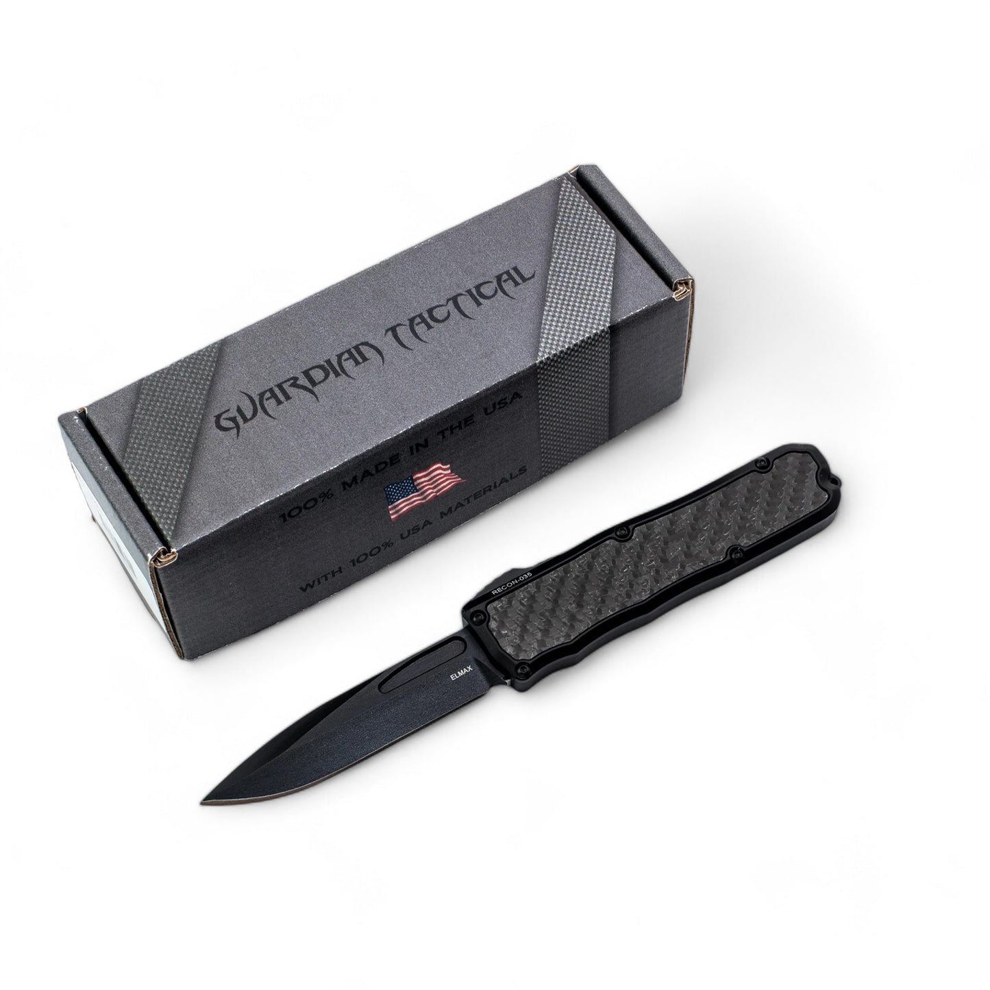Recon-035 |OTF | Elmax Blade Aluminum Handle CF Inlays | PO-RECON-035