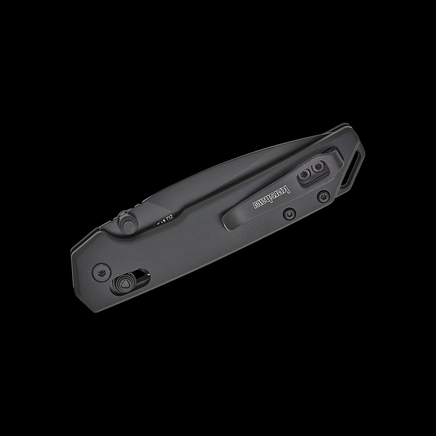 Black-anodised aluminium handle on Kershaw Mini Iridium 2051BLK