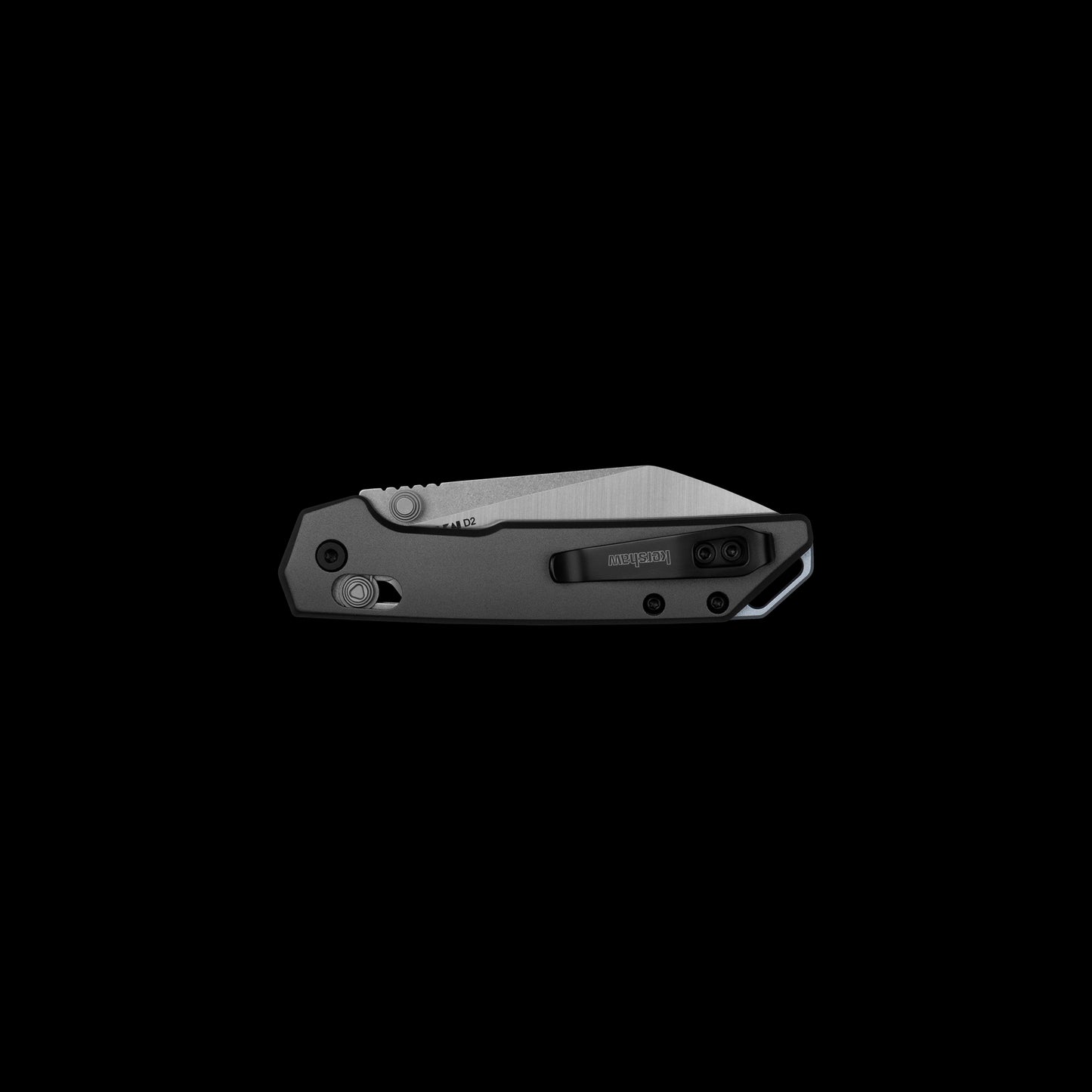 Grey-anodised aluminium handle on Kershaw Mini Iridium Reverse Tanto