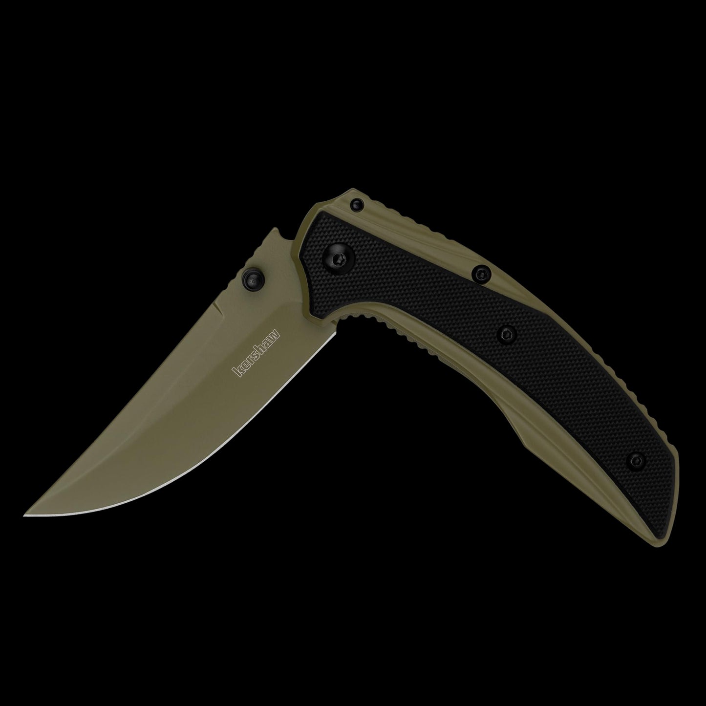 Kershaw Outright Olive 8320OL assisted folding knife with olive PVD blade and black G10 handle