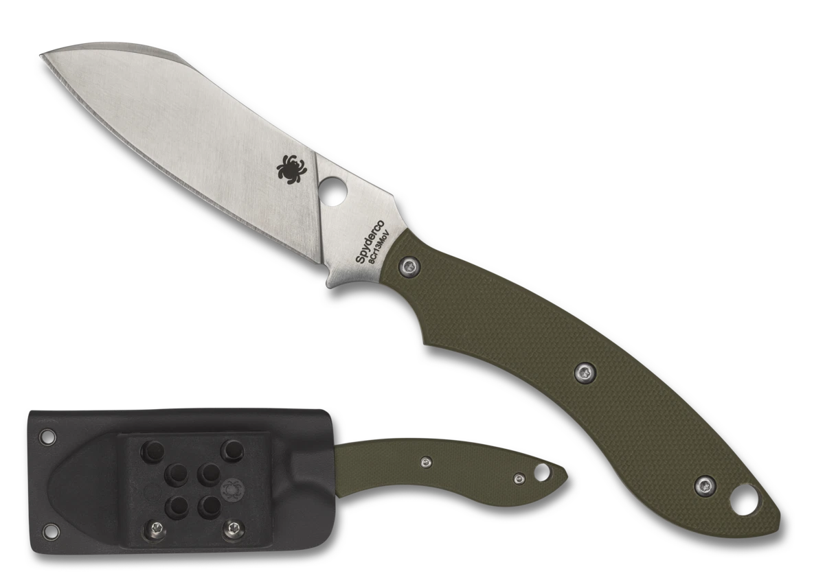 Spyderco Stok Drop Point Fixed Blade Knife OD Green G-10 (3" Satin) FB50GPOD