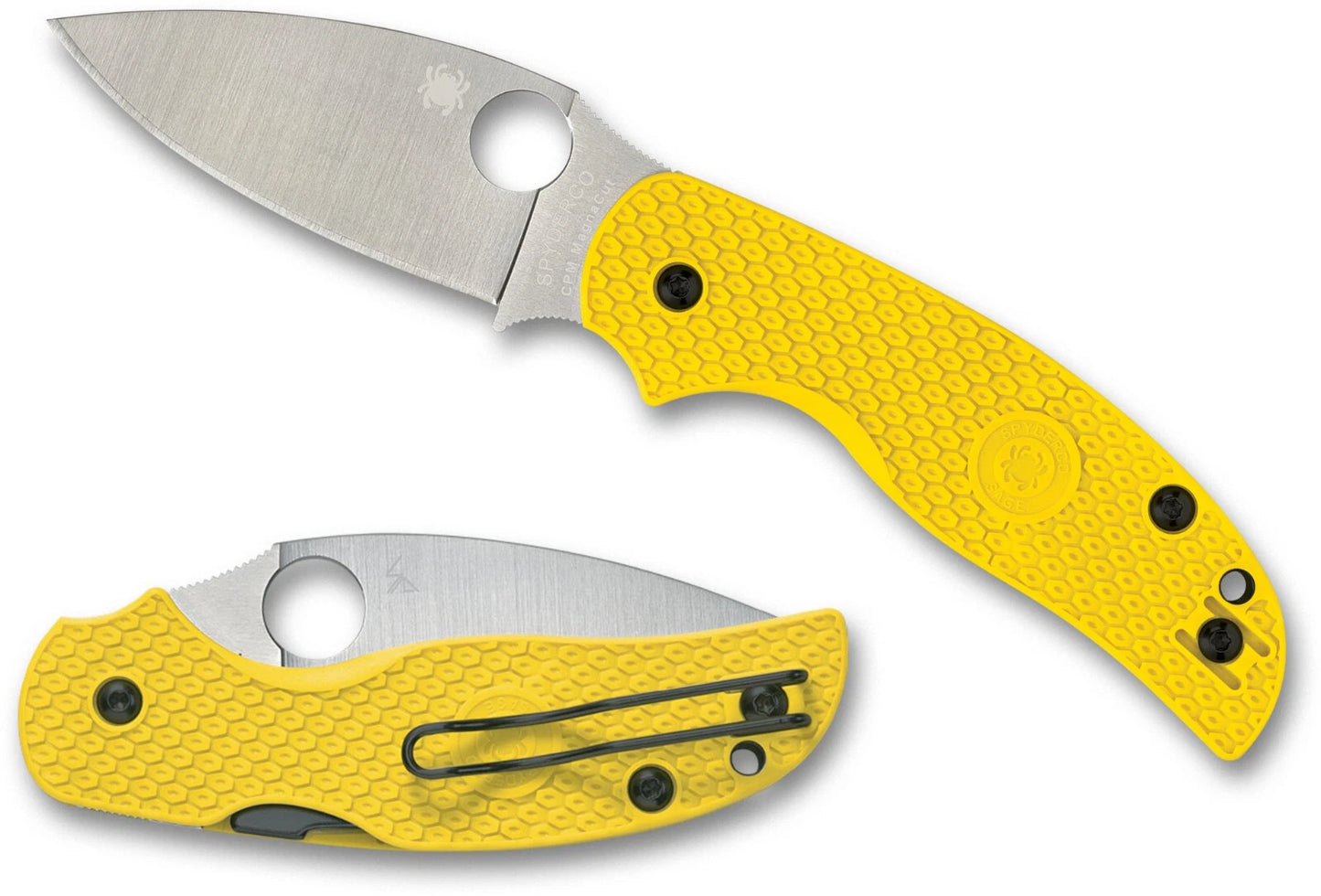 Spyderco Sage 5 Lightweight Salt Compression Lock Folding Knife 3" CPM-MagnaCut Satin Blade, Yellow FRN Handles - C123PYL