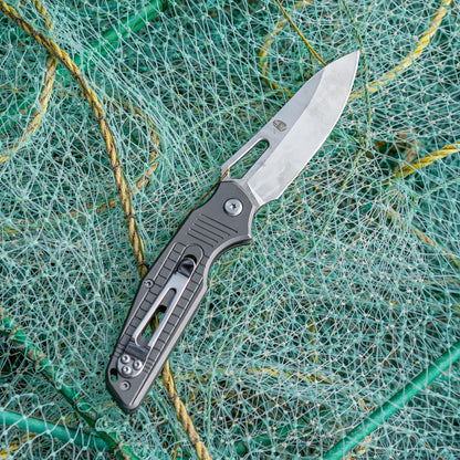 ROCK FLUORITE | LINER LOCK | D2 | SILVER TITANIUM | TD-15T