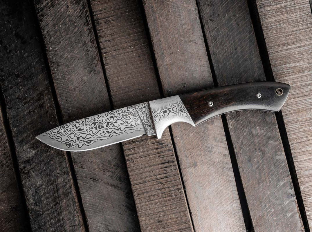 Boker Plus M-One Damascus Fixed Blade Knife Ebony Handle (02BO090DAM)