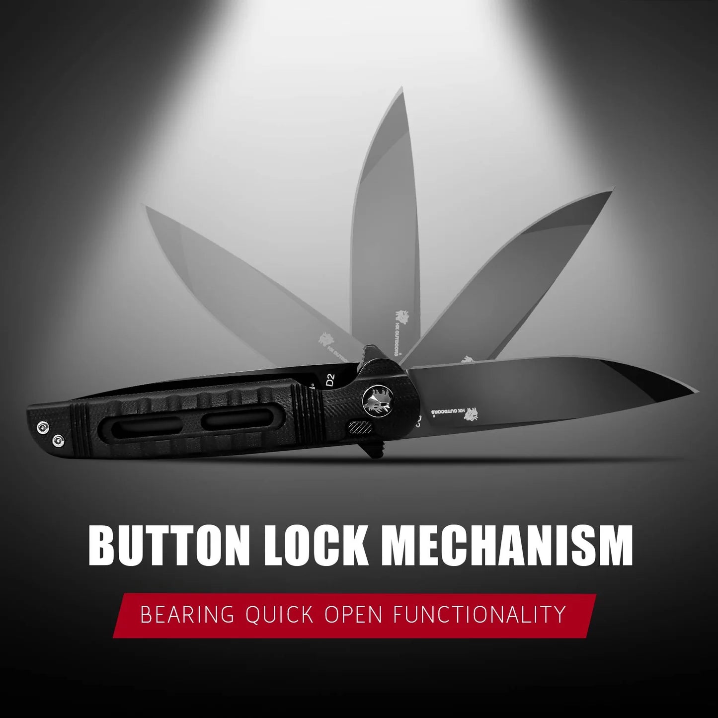 DARK MASTER | BUTTON LOCK | D2 | BLACK G10 | ZD-112B