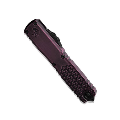 Microtech 11224HT-1PUAA Ultratech Gen IV AUTO OTF Knife 3.5" Bohler M390MK Purple Abrasion Double Edge Dagger Blade and Half Tri-Grip Machined Aluminum Handles, Reversible Clip