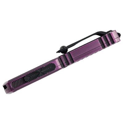 Microtech 11224HT-1PUAA Ultratech Gen IV AUTO OTF Knife 3.5" Bohler M390MK Purple Abrasion Double Edge Dagger Blade and Half Tri-Grip Machined Aluminum Handles, Reversible Clip