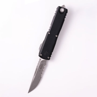 Microtech UTX-85 Gen IV S/E Apocalyptic Partial Serrated OTF Knife Black M390MK (12314-11AP)