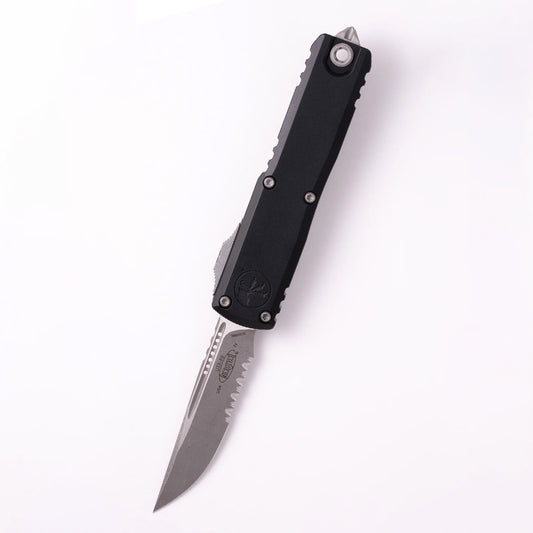 Microtech UTX-85 Gen IV S/E Apocalyptic Partial Serrated OTF Knife Black M390MK (12314-11AP)