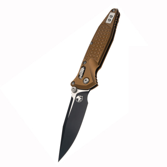 Microtech Socom Ram-Lok Tactical w/ Tan Aluminum Frag Handles & S/E Black M390MK 160RL-1FRTA
