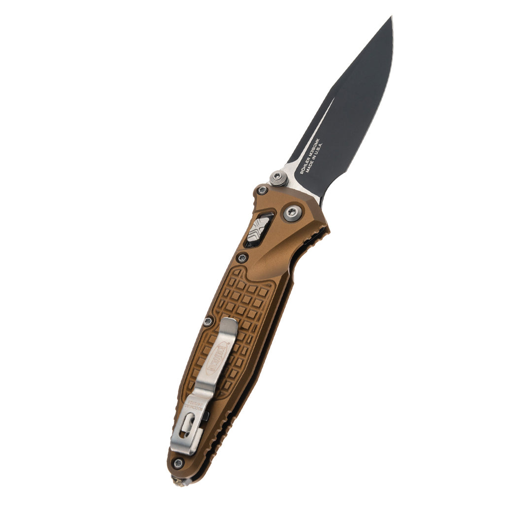 Microtech Socom Ram-Lok Tactical w/ Tan Aluminum Frag Handles & S/E Black M390MK 160RL-1FRTA