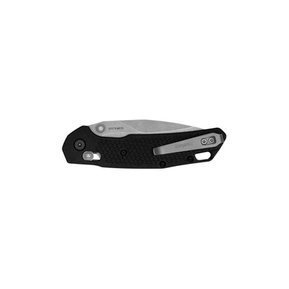 Kershaw 2037 Heist DuraLock Folding Knife 3.2" D2 Stonewashed Clip Point Blade, Black Glass-Reinforced Nylon Handles, Reversible Clip, AXIS/Crossbar Lock