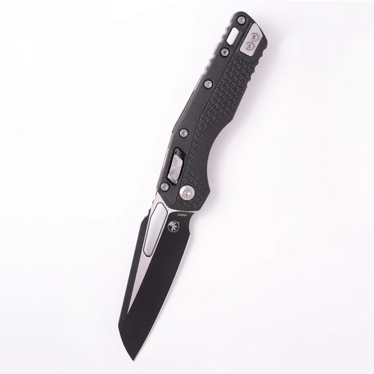 Microtech MSI S/E Tri-Grip Black Manual Folding Knife M390MK Black Blade (210T-1PMBK)