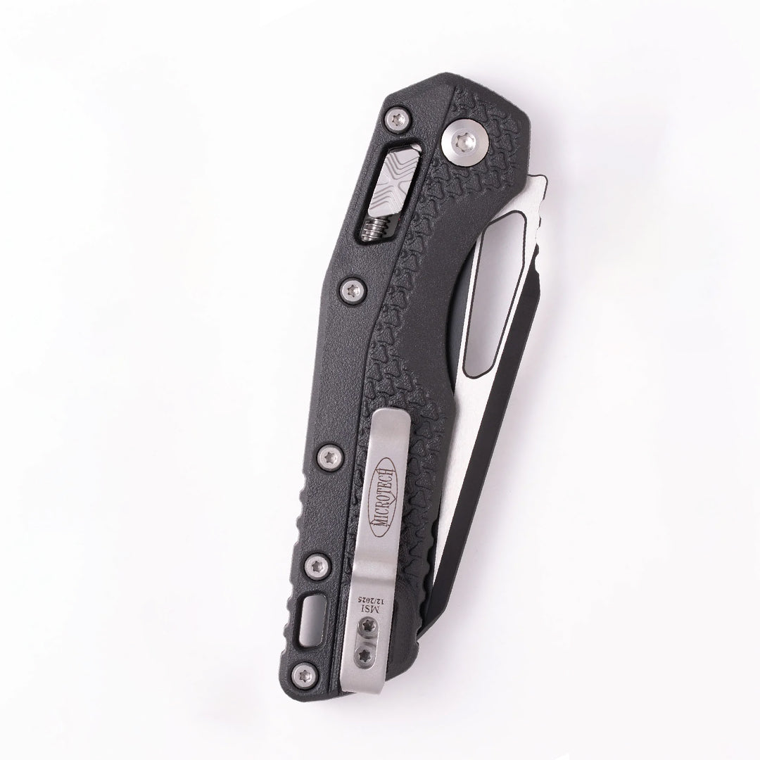 Microtech MSI S/E Tri-Grip Black Manual Folding Knife M390MK Black Blade (210T-1PMBK)