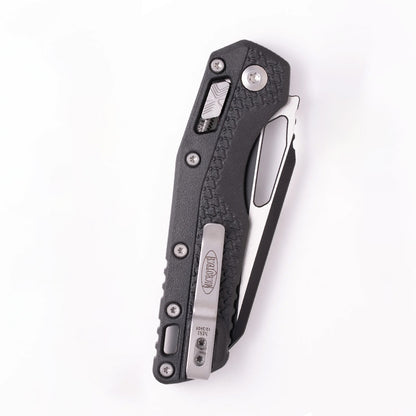 Microtech MSI S/E Tri-Grip Black Manual Folding Knife M390MK Black Blade (210T-1PMBK)