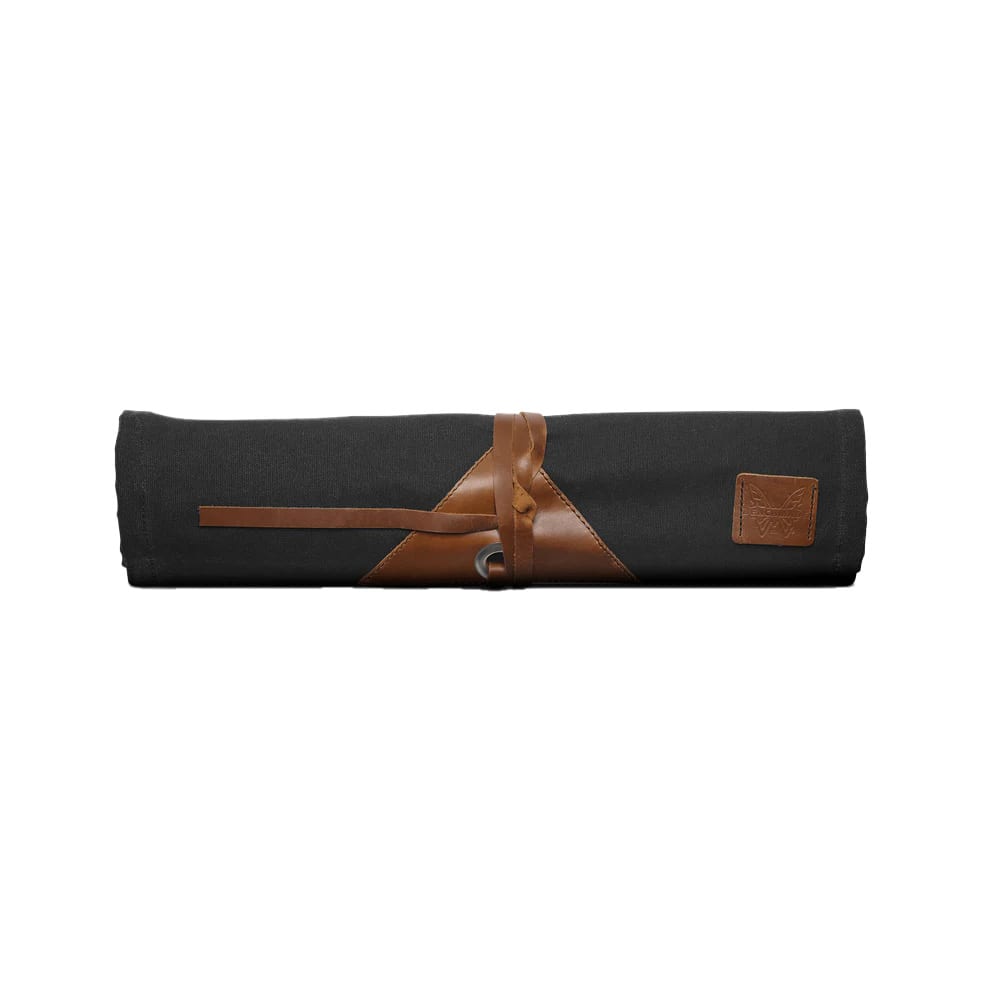 Benchmade 5 Knives Capacity Waxed Canvas & Leather Black Kitchen Cutlery Knife Roll 50088