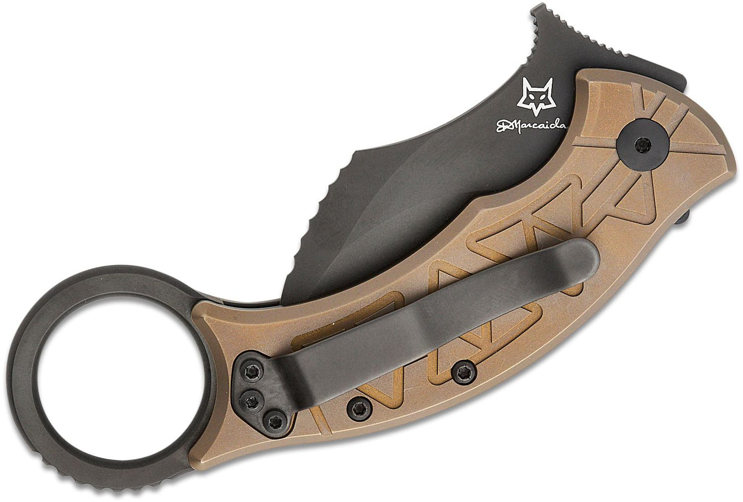 Fox FX-802 TiPVD Doug Marcaida Tribal K Liner Lock Folding Karambit