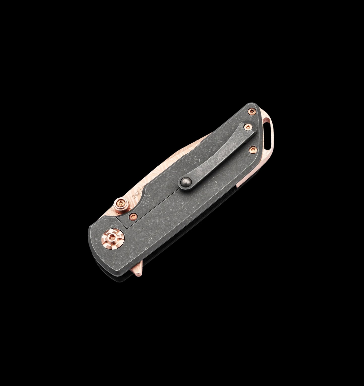 Boker M4 Sherman Damascus Rose Gold Folding Knife Carbon Fiber (110118DAM)