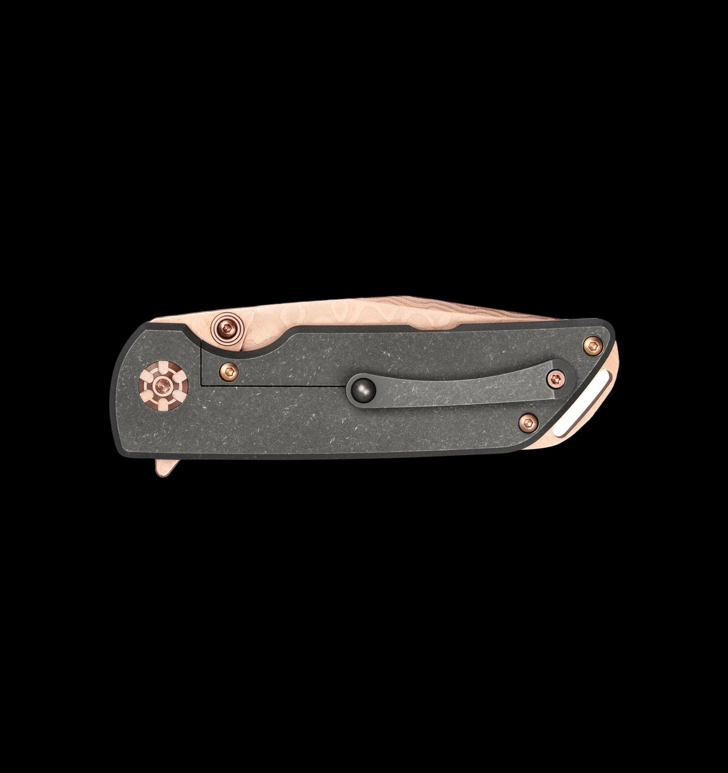 Boker M4 Sherman Damascus Rose Gold Folding Knife Carbon Fiber (110118DAM)