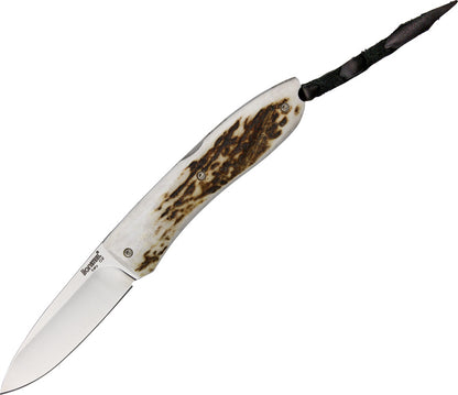 LionSteel 8810 CE Big Opera Folding 3.54" Satin D2 Tool Steel Blade, Genuine Stag Handles, Lockback