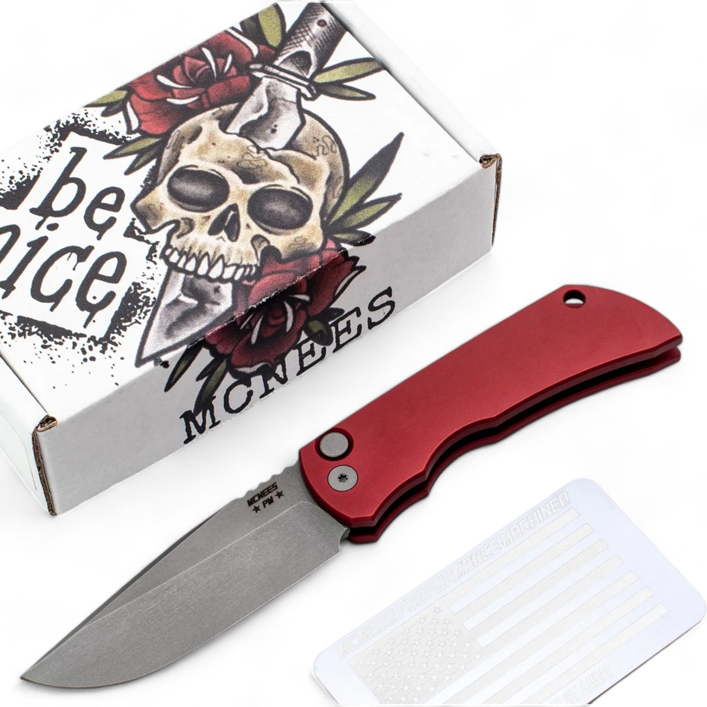 MCNEES | CUSTOM KNIVES | AUTO RED Magnacut steel | PO-MCN-PM-MAC-2