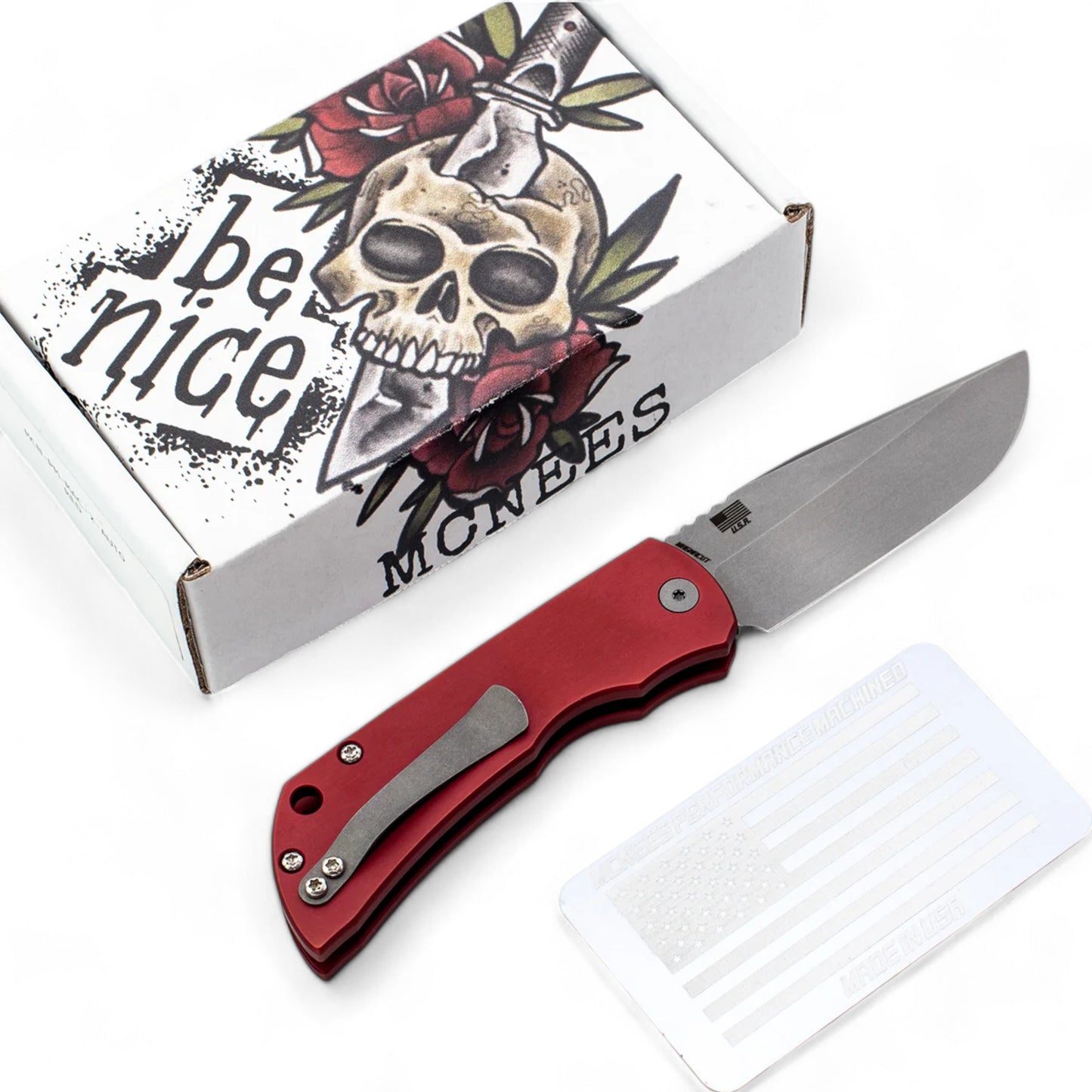 MCNEES | CUSTOM KNIVES | AUTO RED Magnacut steel | PO-MCN-PM-MAC-2