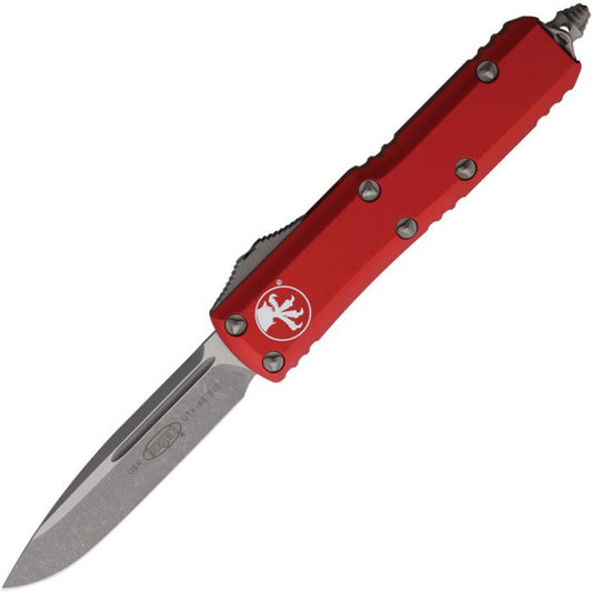 Microtech UTX-85 S/E - Red Aluminum (3.125" Premium Steel) MCT23110APRD