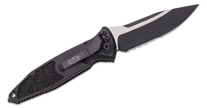 MICROTECH | SOCOM ELITE | BLACK PARTIAL SERRATED | AUTO FOLDING | 160A-2T