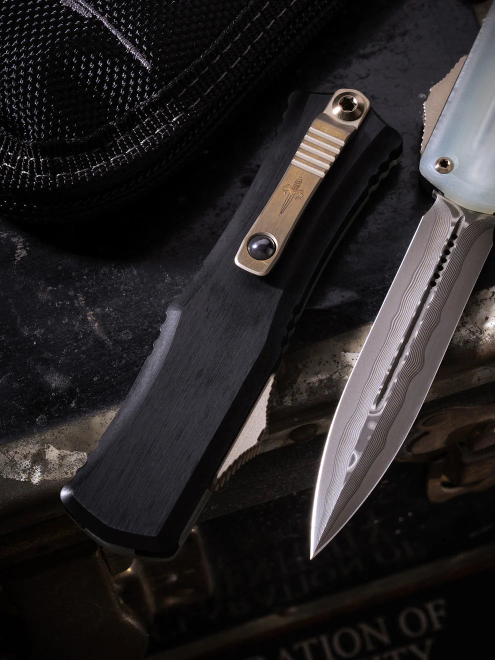 Hera® II Mini – Double Edge Hattori Cowry-Y Damascus Jade G10 Top w/ Hefted Black Anodized Alloy Bronzed Hard Cut Stainless w/ Bronze Titanium Accent