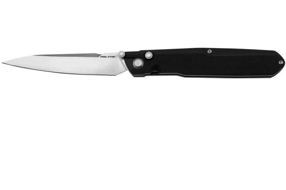 Real Steel G5 Metamorph Button Lock 7831B Satin 14C28N, Black G10, pocket knife, Ostap Hel design