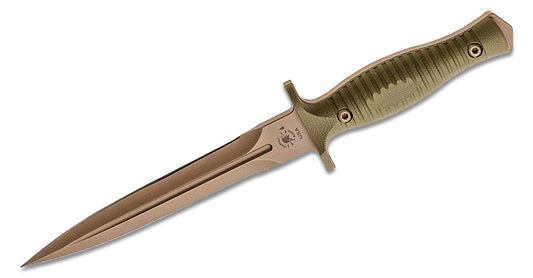 Spartan Blades Spartan-George V14 Combat Dagger 6.75" S45VN FDE Double Edge Blade, Green G10 Handles, Tan Kydex Sheath - SB27DEGRKYTN