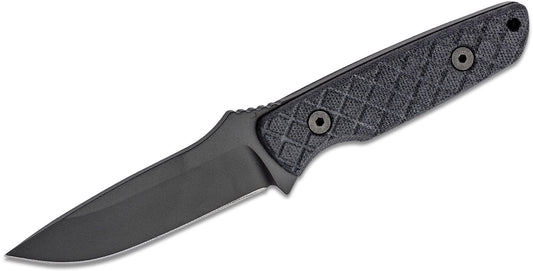 Spartan Blades Professional Grade Alala Fixed Blade Knife 3.75" 1095 Black Powder Coated Blade, Black Micarta Handles, Black Injection Molded Sheath - SBSL004BKBK