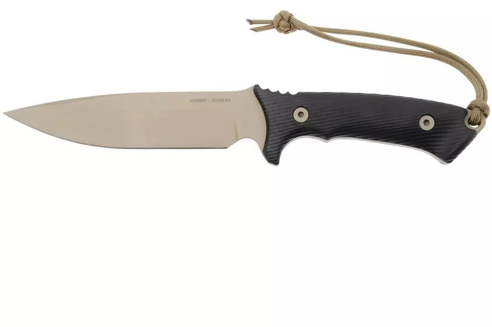 Spartan Blades Harsey Difensa SB19DEBKKYTN Flat Dark Earth, Black Micarta, survival knife, kydex sheath