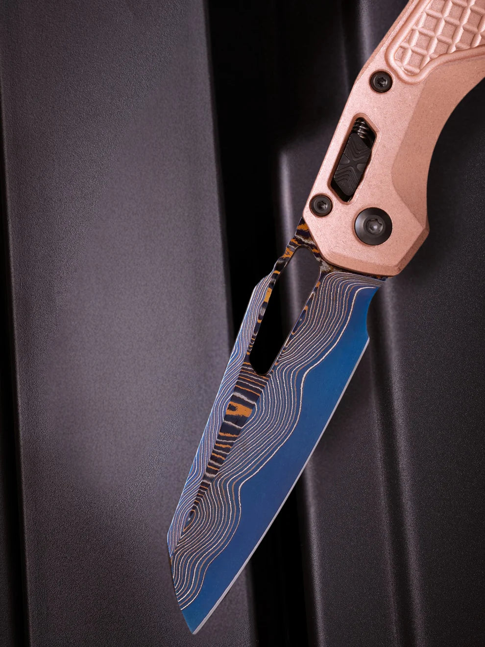 MSI® MSI RAM-LOK MARFIONE SELECT BLUED BAKER FORGE COPPERMAI DAMASCUS STONEWASH FRAGPATTERN COPPER W/ BLUE TITANIUM ACCENT DLC DOUBLE VAPOR BLAST STAINLESS