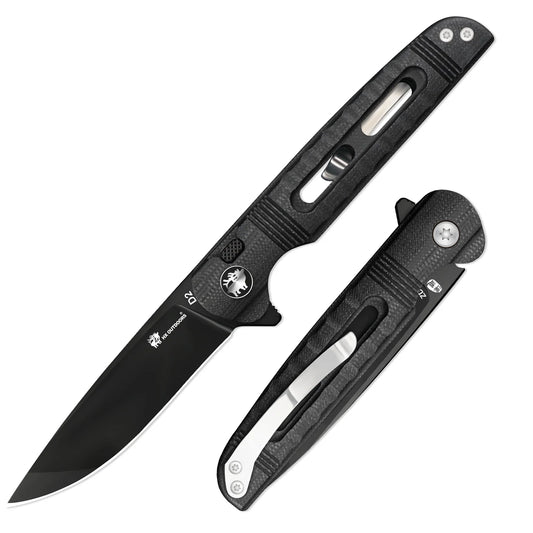 DARK MASTER | BUTTON LOCK | D2 | BLACK G10 | ZD-112B