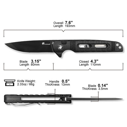 DARK MASTER | BUTTON LOCK | D2 | BLACK G10 | ZD-112B
