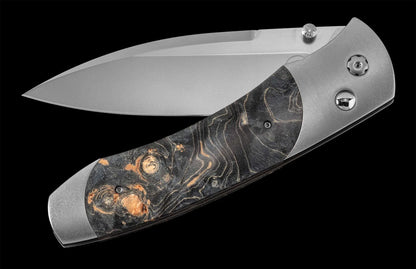 A300-9  Titanium pocketknife with stainless blade and dyed gray maple burl wood
