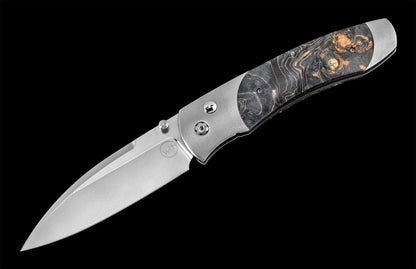 A300-9  Titanium pocketknife with stainless blade and dyed gray maple burl wood