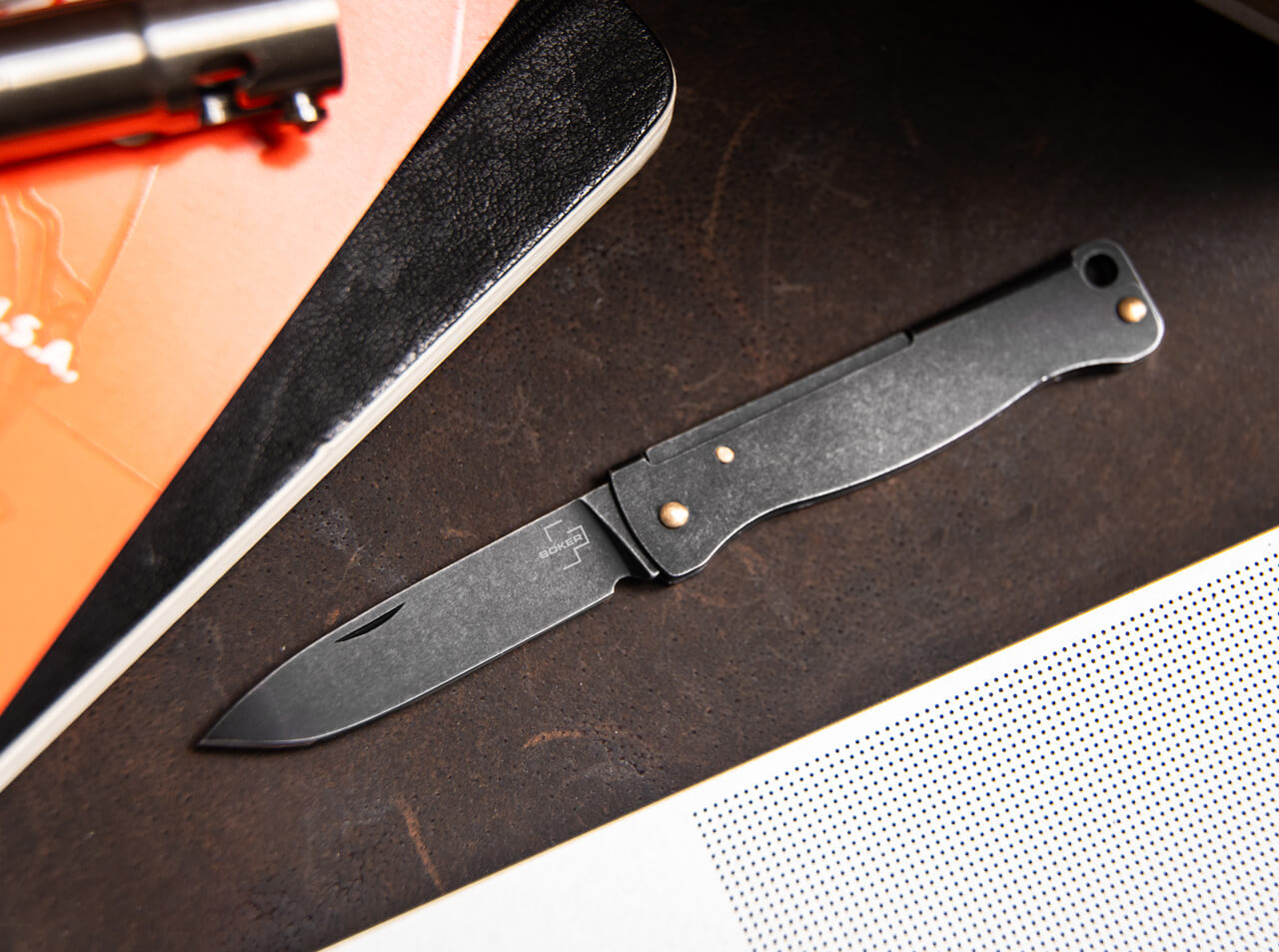Boker Plus Atlas Mini Dark Pocket Knife 12C27 Slipjoint (01BP0025)