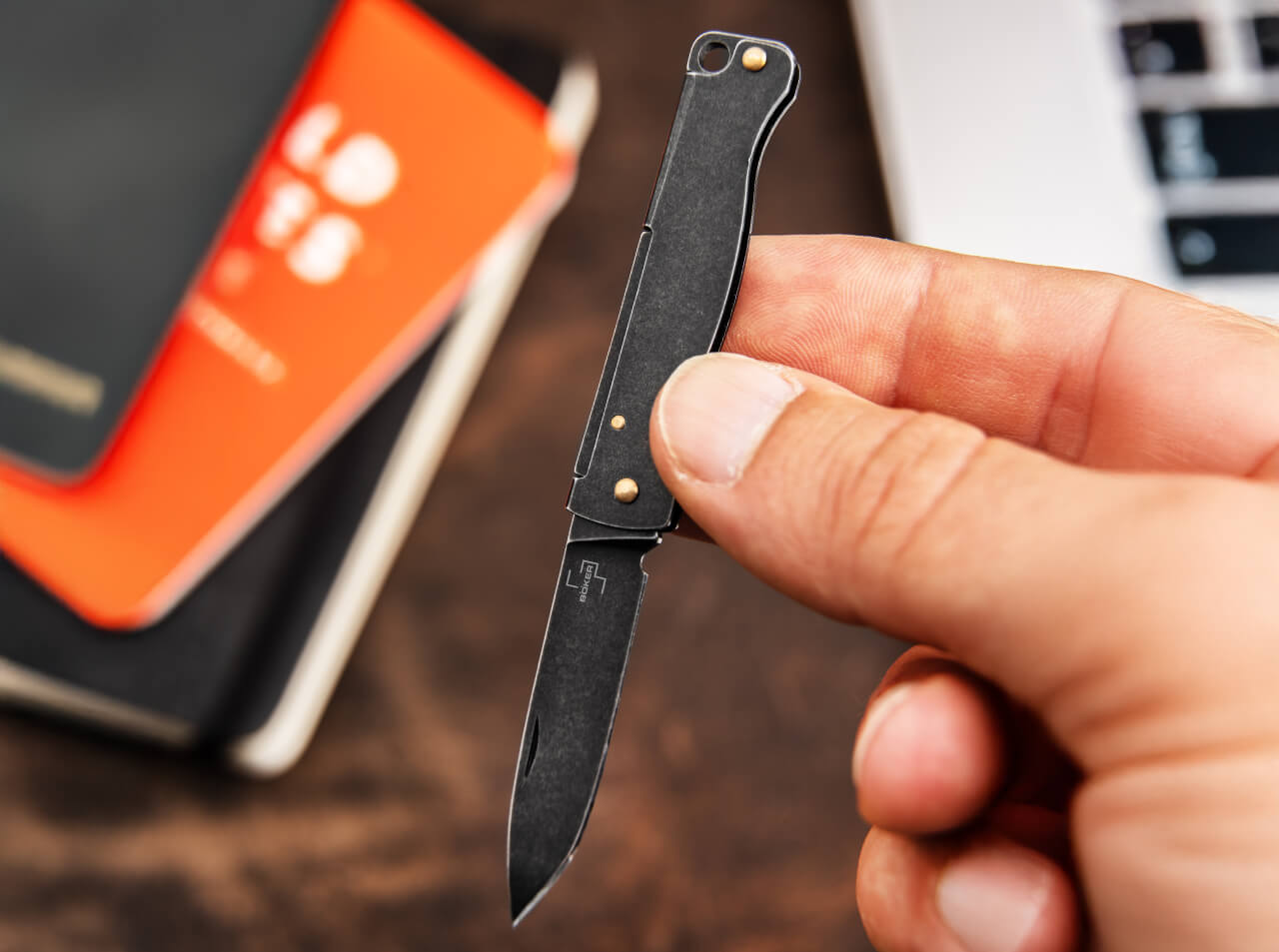 Boker Plus Atlas Mini Dark Pocket Knife 12C27 Slipjoint (01BP0025)