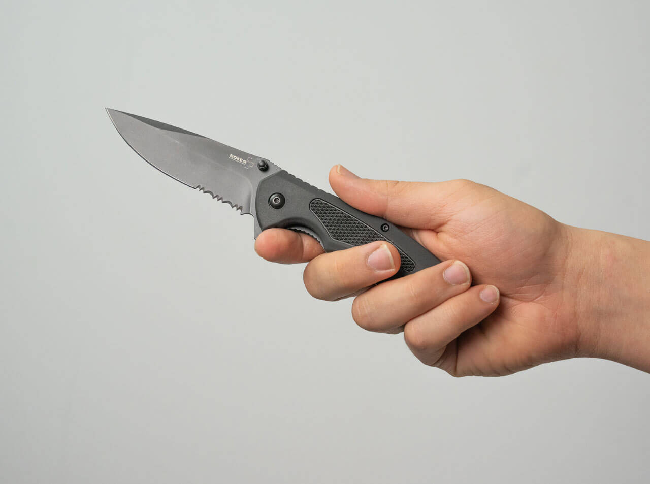 Boker Plus Gemini NGA Assisted BK Serrated Folding Knife D2 (01BO506)
