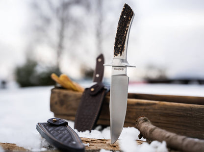 Boker Arbolito Toro HX Fixed Blade Hunting Knife ACX 390 Stag Handle (02BA595HX)