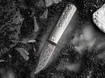 Boker BRLW Meteorite Damast Folding Knife Titanium Handle (110673DAM)
