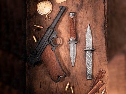 Boker P08 Damast Fixed Blade Knife Damascus Rosewood (121515DAM)