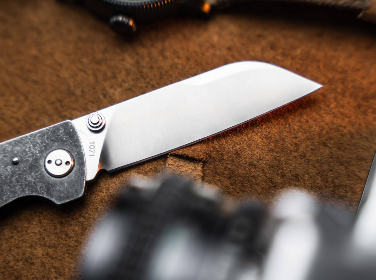 Boker Plus Atlas Sheepsfoot TS folding knife with satin D2 sheepsfoot blade, black stainless steel handle, thumb stud opening, and Backlock