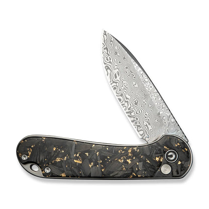 CIVIVI | Button Lock Elementum II | Flipper Knife CF & Resin Handle | Damascus Blade | C18062P-10